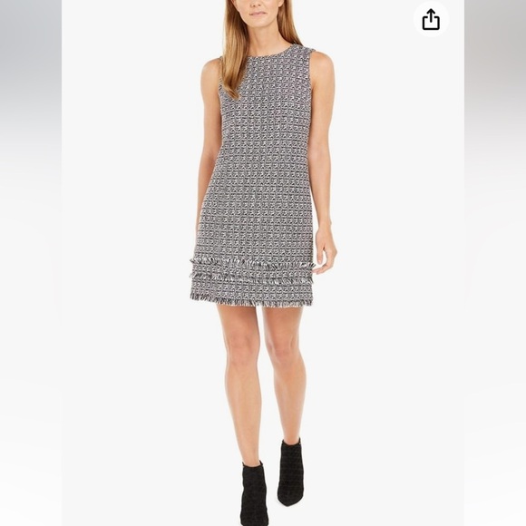 Paula Ka Paris Black and TanTweed Mini Sleeveless Shift Dress Size 38/6 ! - Picture 3 of 10